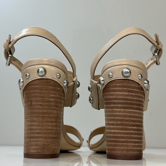 Guess Cheree Tan Leather Studded Heeled Sandals Size 7 - Picture 4 of 15